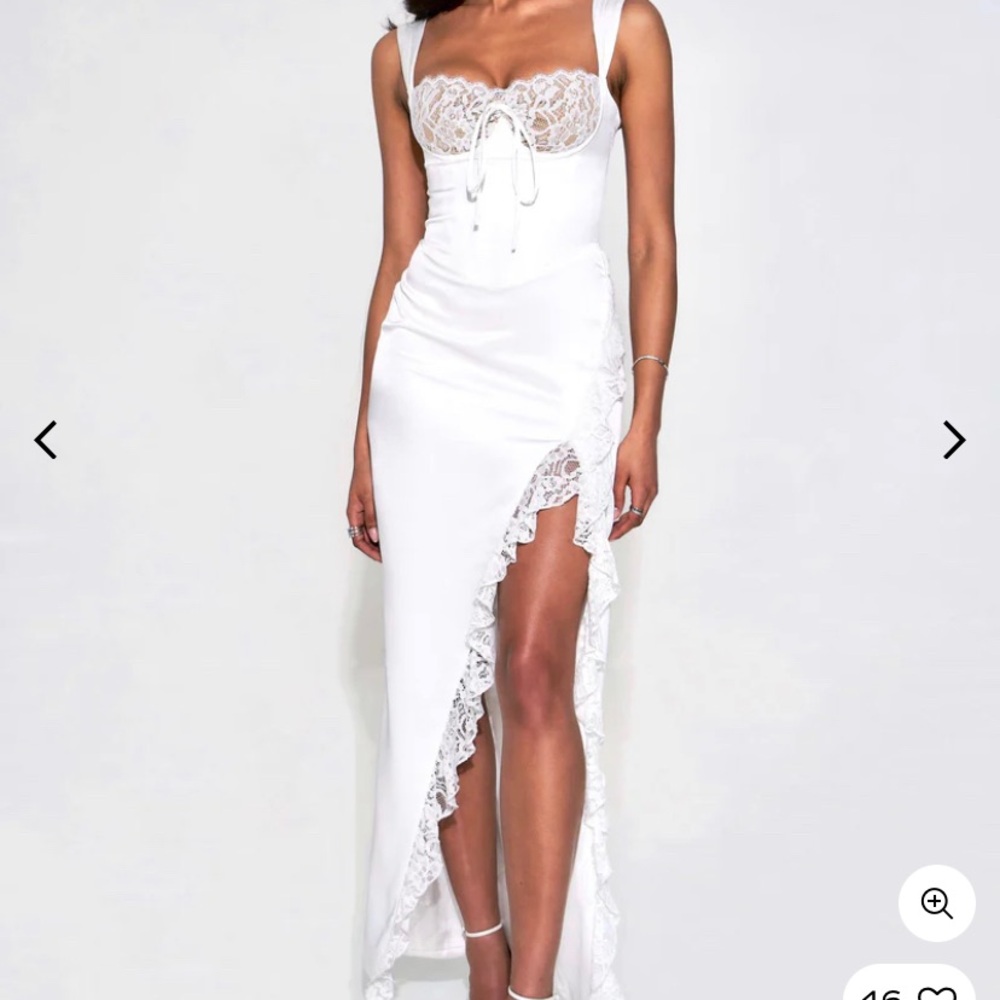 Miss Circle Freddie White Lace Satin Corset Dress